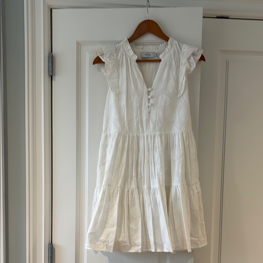 Greylin White Buttoned Ruffled Mini Sundress